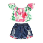 LMTODLFG Baby Boy Clothes Baby Girl Clothes Outfits Cotton Tie Dye Tops Casual 2PC Set Summer Outfits Baby Boy Clothes 0-3 Months 5-6 Years